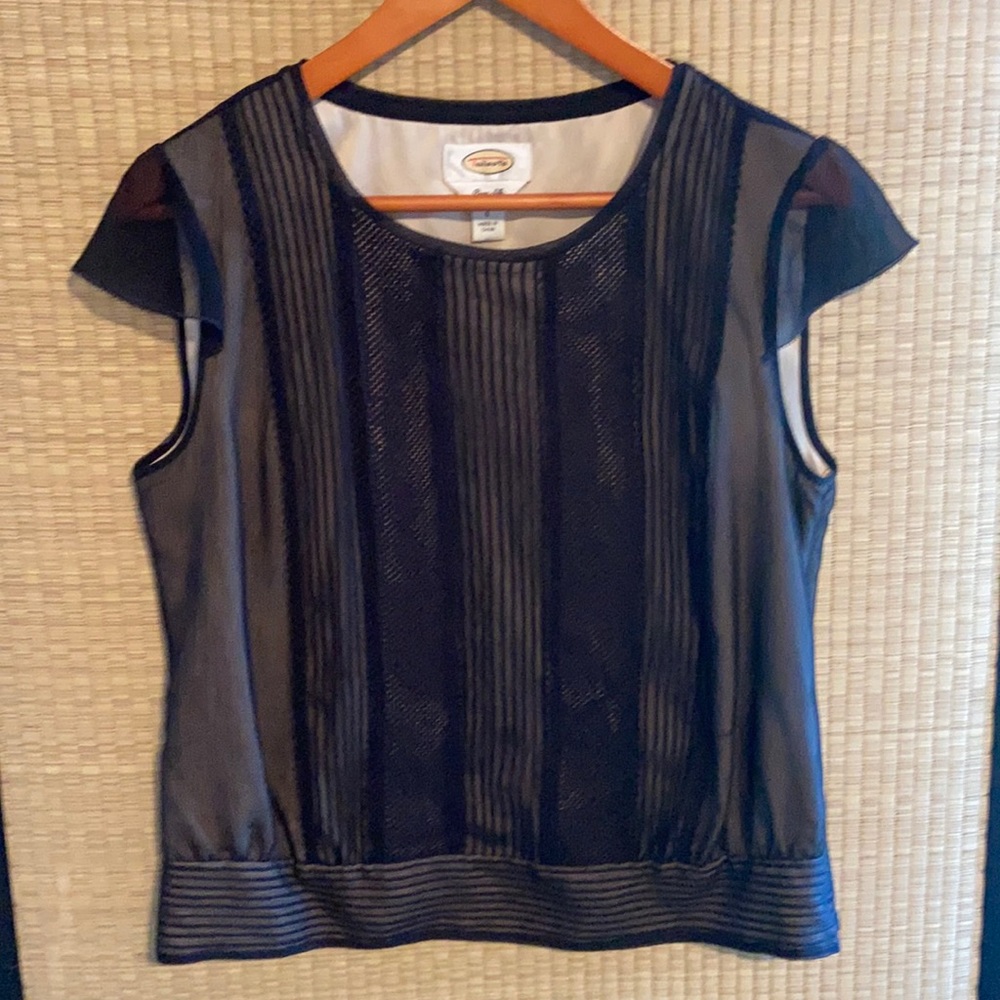 6 Talbots sheer over silk flutter sleeve top